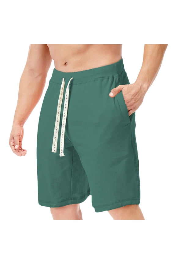 Shorts for Men Casual Summer,Men Linen Shorts Elastic Waist Drawstring Cotton Linen Shorts with Pockets Loose Beach Shorts