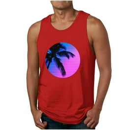 MRULIC tank tops men Men Summer Print Casual Beach Top Shirt