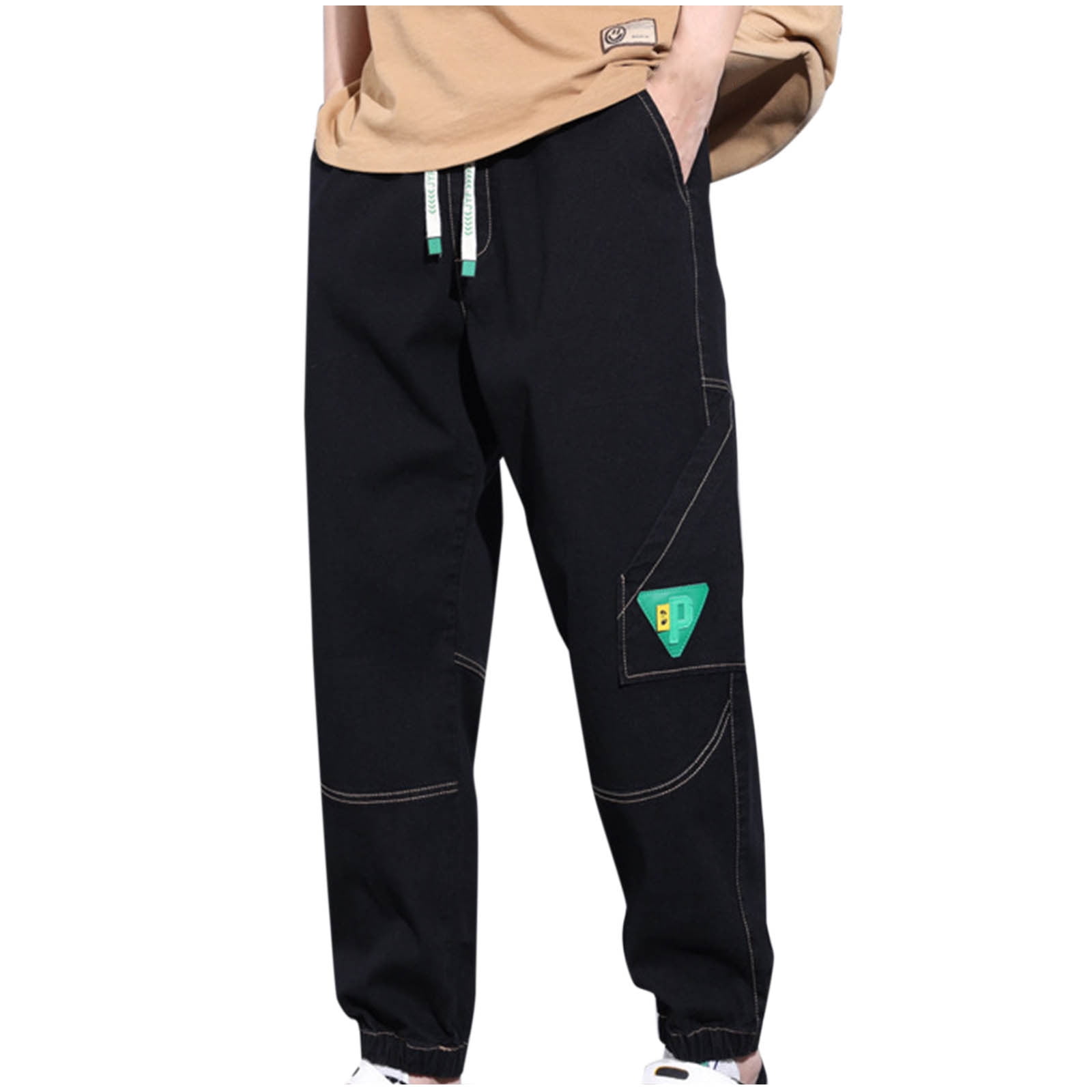 Streetwear Sporty Casual Men Jogger Pants - Mid-Rise Drawstring Waist