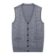 thumbnail image 1 of Dovford Sweater Vest Men Plaid Button Up Fall Cardigan V Neck Sleeveless Fashion Casual Knit Jumper Tops Loose Sweaters with Pocket, 1 of 5