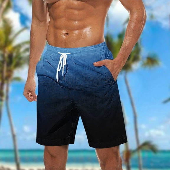 Dovford Swim Trunks Men 7 Inch Mesh Liner Stretch Men's Bathing Suit Swimming Trunks for Men Beach Shorts Print Swim Shorts
