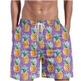 thumbnail image 1 of Dovford Swimming Shorts for Men Swimsuit Board Shorts Pineapple Print with Pockets Regular Fit Pull-on Drawstring Nylon Board Shorts, 1 of 5