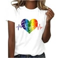 thumbnail image 1 of Dovford T Shirts Women Rainbows Heart Graphic Tees Shirts LGBT Shirts Casual Short Sleeve Tops, 1 of 6