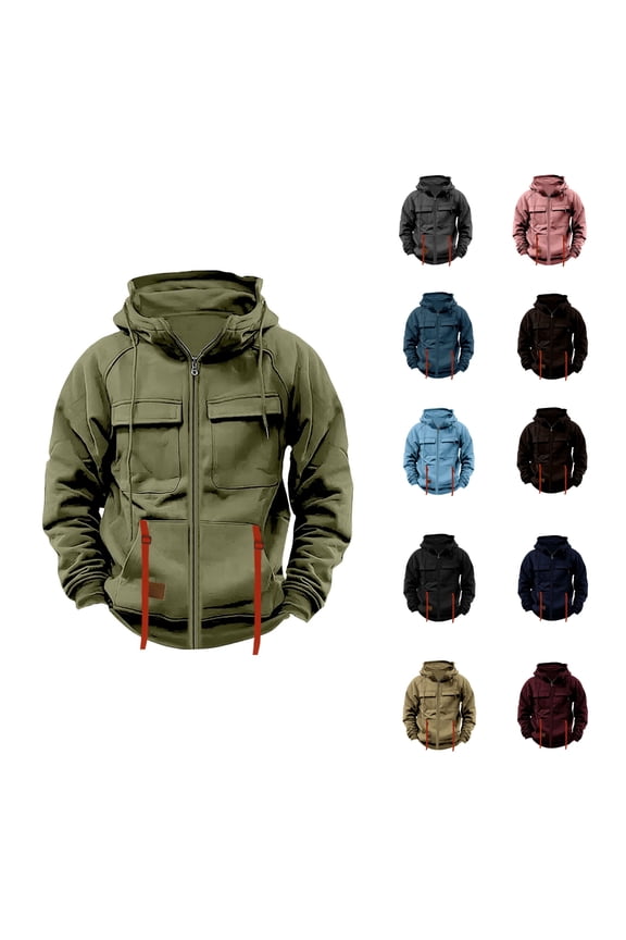 Tactical Hoodies for Men Quater-Zip Pullover Vintage Sweatshirt Casual Long Sleeve Cargo Hoodies with Pocket