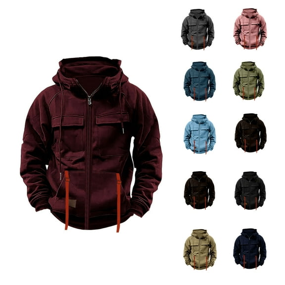 Dovford Tactical Hoodies for Men Quater-Zip Pullover Vintage Sweatshirt Casual Long Sleeve Cargo Hoodies with Pocket