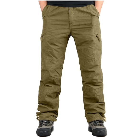 Dovford Tactical Pants for Men Waterproof Straight Leg Lightweight Work Pants Fleece Breathable Baggy Cargo Pants with Pockets