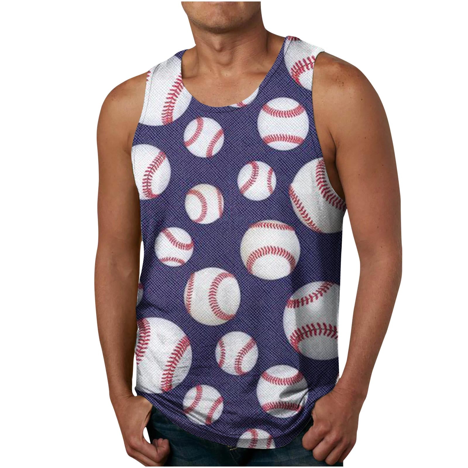 Dovford Tank Top Men,Men's 3D Tank Tops Summer Casual Novelty Sleeveless  Shirt Unisex Baseball Graphics Top Tees Shirt Tank Top 
