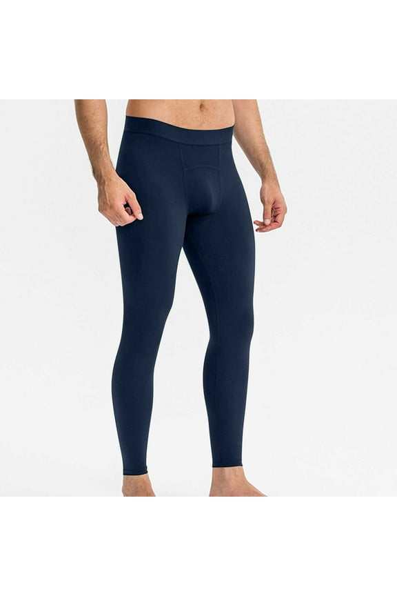 Thermal Compression Pants for Men Fleece Lined Football Running Tights Base Layer Leggings