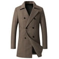 thumbnail image 1 of Dovford Trench Coat Men Single Breasted Wool Blend Coat Mid Length Pea Coat Notch Lapel Jacket Business Casual Overcoat 2025, 1 of 6