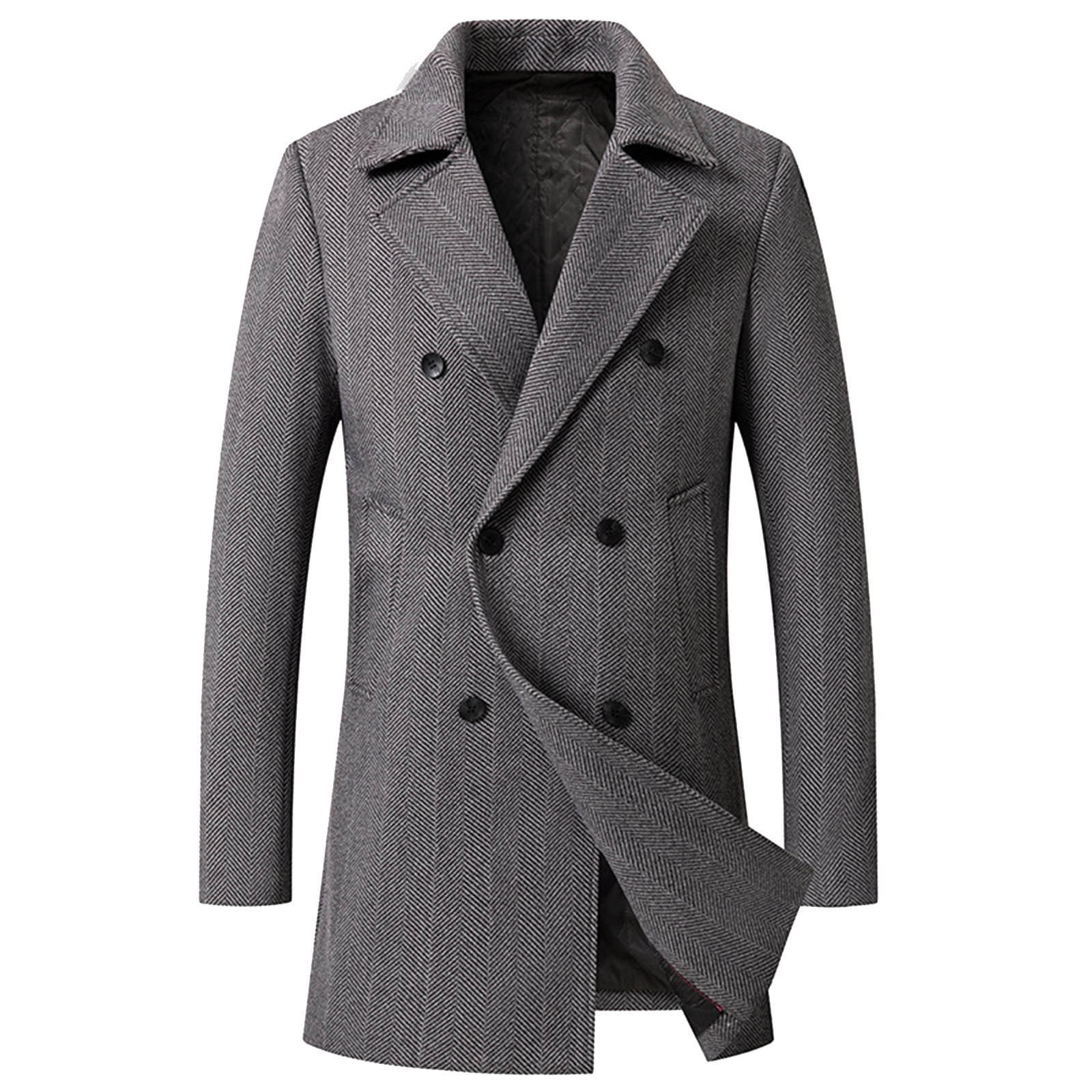 Men Long Coat Mens Trench Coat Winter Pea Coat Single Breasted