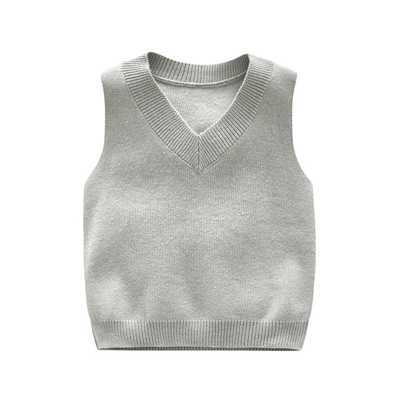 Dovford Unisex Kids Boys Girls V-Neck Knitted Sweater Vest Sleeveless ...