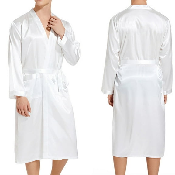 Dovford Unisex Mens Womens Dressing Gown Kimono Bathrobe Satin Kimono Robes Sleepwear Nightwear Nightgown
