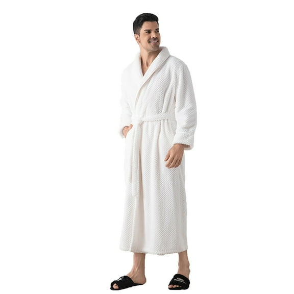 Dovford Unisex Mens Womens Plush Fleece Robe, Cozy Warm Bathrobe Fuzzy Female Spa Robe With Pockets