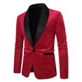 thumbnail image 1 of Dovford Velvet Blazer for Men Slim Fit One Button Sport Coat Tuxedo Jacket for Prom Wedding Party Dinner, 1 of 6