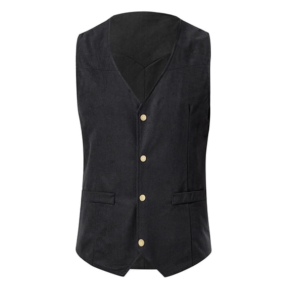 Dovford Western Cowboy Suit Vest for Men Suede Leather Waistcoat 2 Pockets Slim Fit Casual Farm Style
