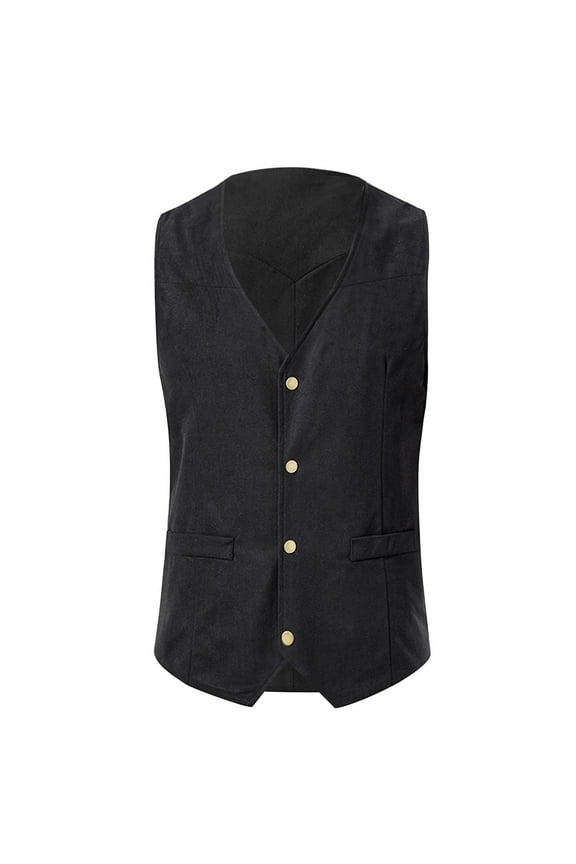 Western Cowboy Suit Vest for Men Suede Leather Waistcoat 2 Pockets Slim Fit Casual Farm Style