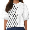 thumbnail image 1 of Dovford Women Bow Tie Front Shirt Top Cute Puff Sleeve Y2K Peplum Ruffle Babydoll Blouse Lace Up Summer Going Out 2024, 1 of 5