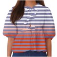 thumbnail image 1 of Dovford Women Bow Tie Front Shirt Top Cute Puff Sleeve Y2K Peplum Ruffle Babydoll Blouse Lace Up Summer Going Out 2024, 1 of 5