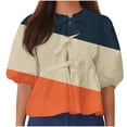 thumbnail image 1 of Dovford Women Bow Tie Front Shirt Top Cute Puff Sleeve Y2K Peplum Ruffle Babydoll Blouse Lace Up Summer Going Out 2024, 1 of 4