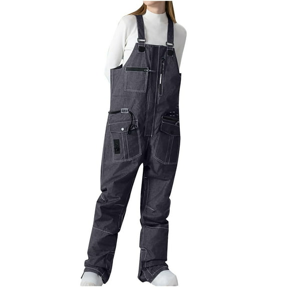 Dovford Women and Mens Snow Bibs Adjustable Overalls Pants Wear-resistant Bib Hiking Climbing Insulated Ski Pants
