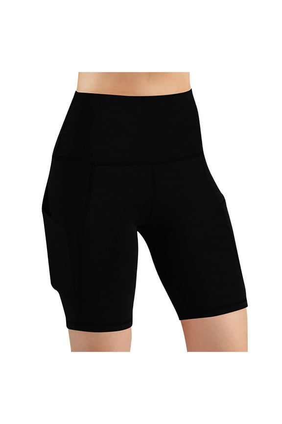 Women's 8" Biker Shorts with Pockets High Waist Tummy Control Running Workout Spandex Gym Volleyball Yoga Shorts