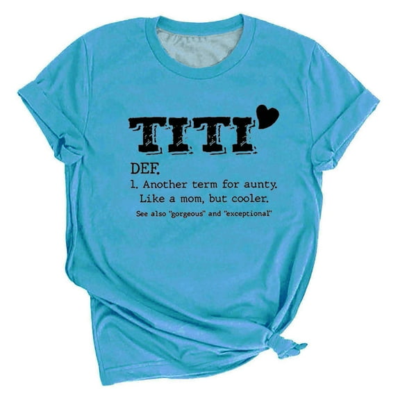 Dovford Women's Aunt Gift T Shirt with Funny Saying TITI TEE TEE Printed Graphic Short Sleeve Novelty Auntie Tops