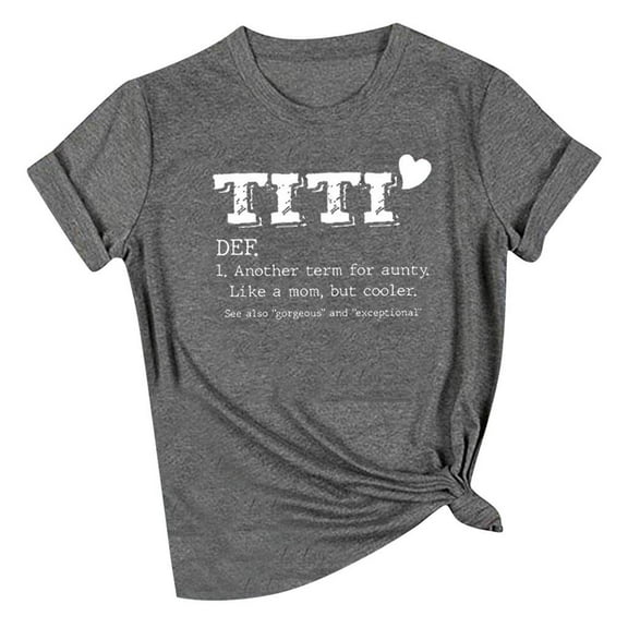 Dovford Women's Aunt Gift T Shirt with Funny Saying TITI TEE TEE Printed Graphic Short Sleeve Novelty Auntie Tops