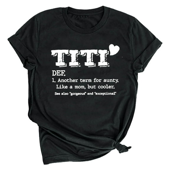 Dovford Women's Aunt Gift T Shirt with Funny Saying TITI TEE TEE Printed Graphic Short Sleeve Novelty Auntie Tops