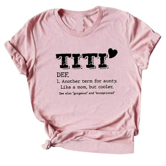 Dovford Women's Aunt Gift T Shirt with Funny Saying TITI TEE TEE Printed Graphic Short Sleeve Novelty Auntie Tops