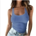 thumbnail image 1 of Dovford Women's Cute Sleeveless Strappy Square Neck Crop Tank Top Fitted Gym Stretchy Cropped Tank Tops, 1 of 6