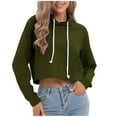 thumbnail image 1 of Dovford Women's Drawstring Cropped Hoodie Casual Hoodies for Women Workout Crop Tops Sweatshirt Long Sleeve Crop Top, 1 of 7