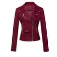 thumbnail image 1 of Dovford Women's Fall 2024 Fashion Faux Suede Leather Casual Moto Biker Jacket Full Zipper Lapel Pockets Coats, 1 of 6