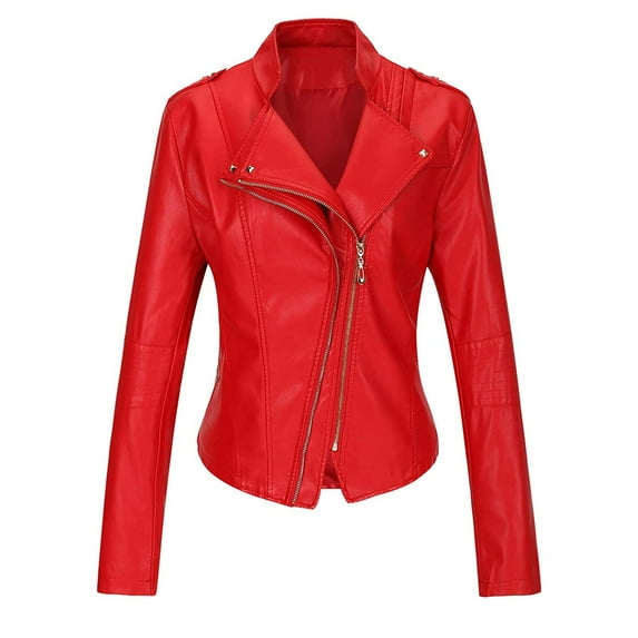 Dovford Women's Faux Leather Jacket with Pockets Fur Lining Moto Biker Short Coat Slim Fit PU Outwear for Fall and Winter 2024