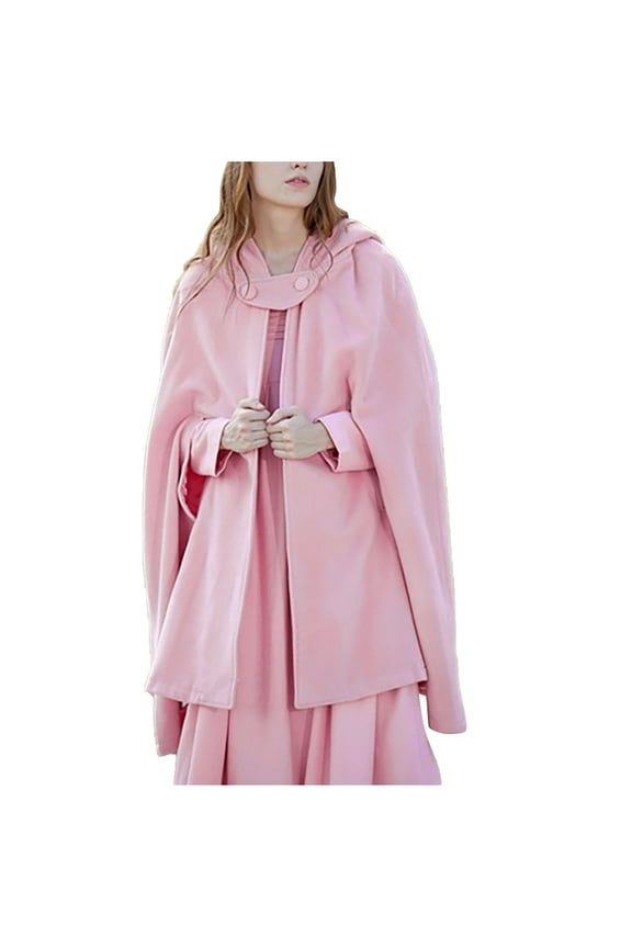 Women's Hood Woolen Cape Bridal Wedding Winter Cloak Plus Size Thick Coat Open Front Cardigan Jacket