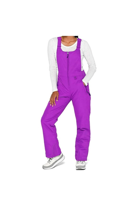 Women's Insulated Waterproof Ski Bib Overalls Winter Snowboarding Pants Overalls Adjustable Shoulder Strap Jumpsuit