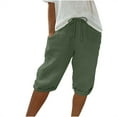 thumbnail image 1 of Dovford Women's Linen Shorts Baggy Knee Length Bermuda Shorts Soft Elastic Waist Lightweight Summer Casual Shorts Beach Shorts, 1 of 5