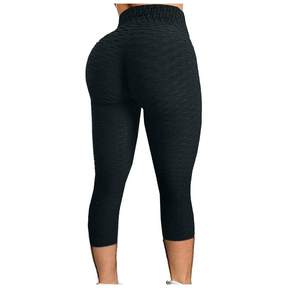 Dovford Womens High Waist Textured Workout Leggings Booty Scrunch Yoga Pants Slimming Ruched Tights
