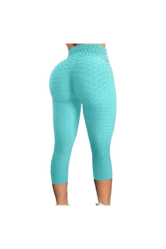 Womens High Waist Textured Workout Leggings Booty Scrunch Yoga Pants Slimming Ruched Tights