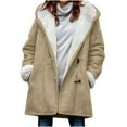 thumbnail image 1 of Dovford Womens Horn Button Coat Winter Thicken Jacket Solid Double Breasted Pea Coat Fleece Warm Jacket Lightweight Jacket 2025, 1 of 4