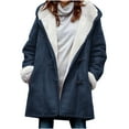 thumbnail image 1 of Dovford Womens Horn Button Coat Winter Thicken Jacket Solid Double Breasted Pea Coat Fleece Warm Jacket Lightweight Jacket 2025, 1 of 4