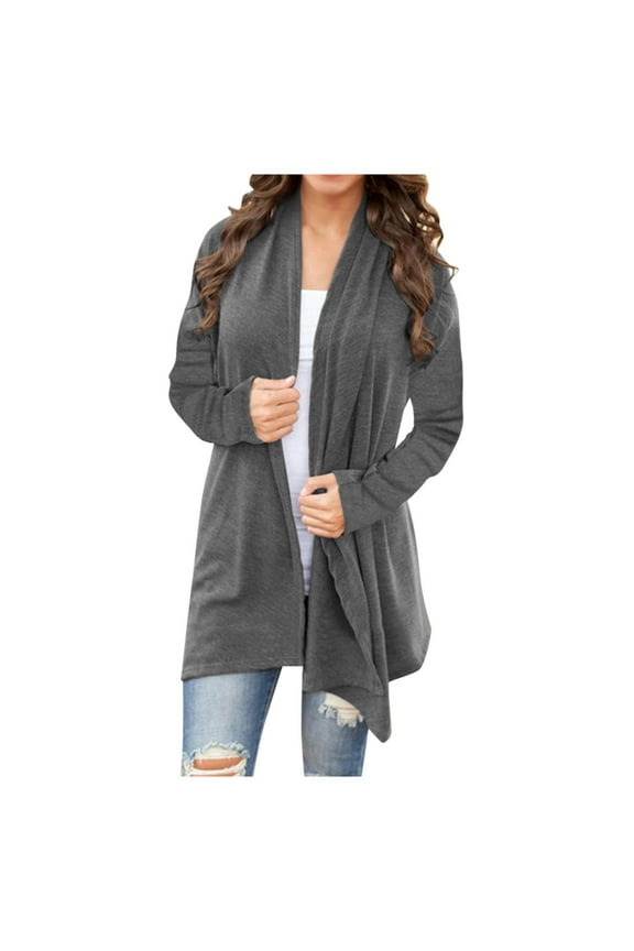 Womens Lightweight Fall Long Sleeve Cardigan Open Front Cardigan with Pockets Casual Plus Size Knit Cardigan Sweater
