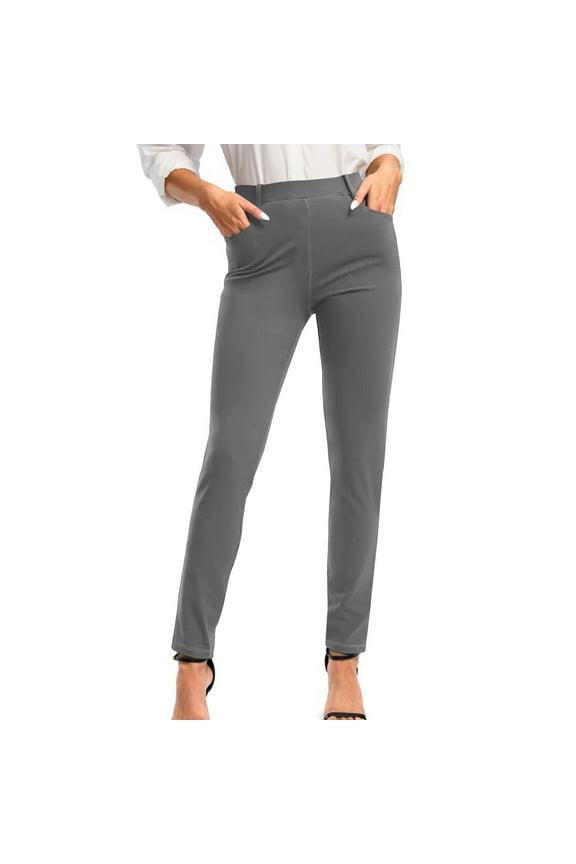 Womens Yoga Dress Pants with Pockets Stretch Work Leggings for Women Pull On Skinny Slacks for Business Office Casual