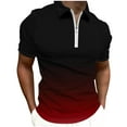 thumbnail image 1 of Dovford Zipper Polo Shirts for Men Short Sleeve Slim Fit Shirts Casual Stretch Gradient Color Zip Shirt, 1 of 4