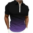 thumbnail image 1 of Dovford Zipper Polo Shirts for Men Short Sleeve Slim Fit Shirts Casual Stretch Gradient Color Zip Shirt, 1 of 4