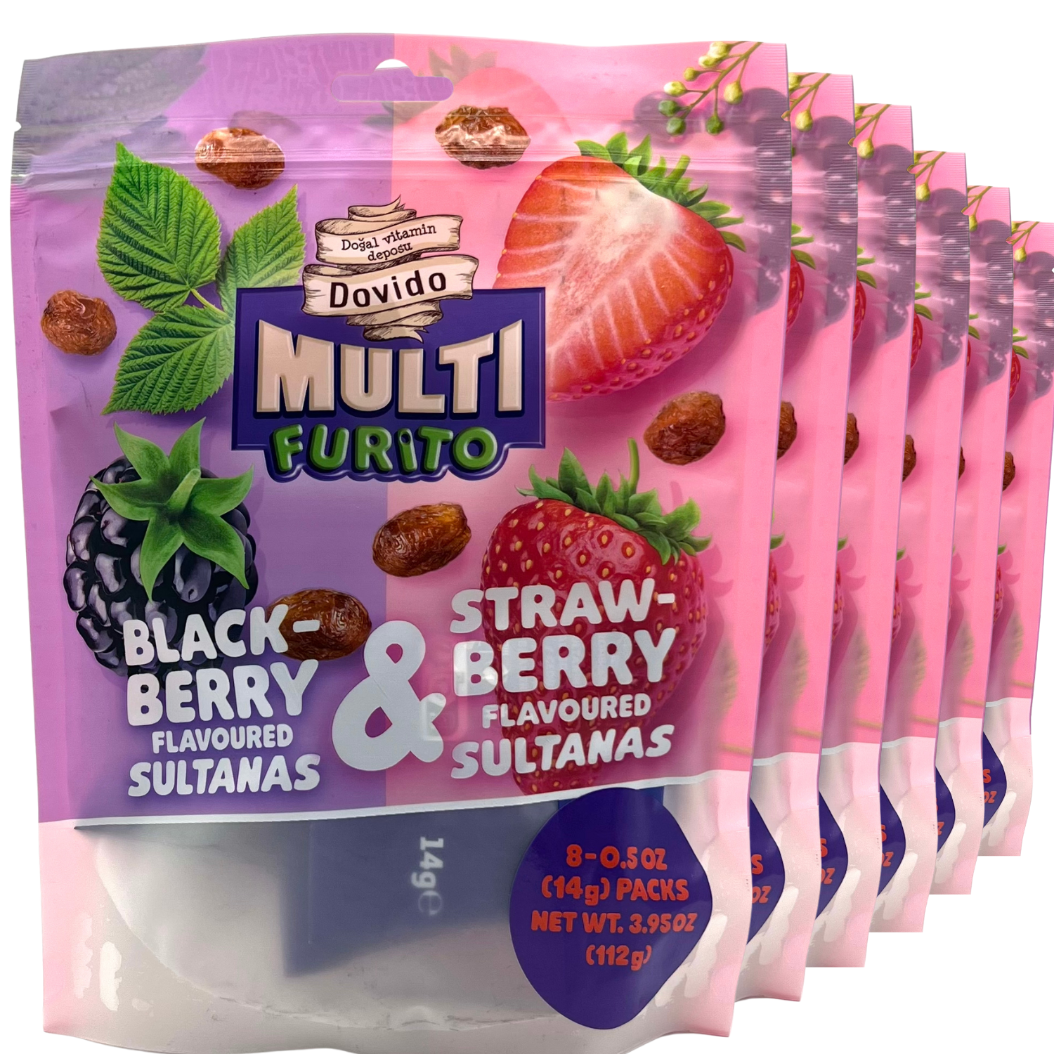 Dovido Flavored Raisins, Natural Sultanas, Healthy Snacks for Kids, 6 Pack-3.95 oz (Strawberry Blackbe), School Snacks, Toddler Snacks, Nut Free, Gluten-free fruit snacks , Vegan