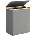 thumbnail image 1 of BGTREND 150L Double Laundry Basket with Lid, Clothes Hampers for Laundry with Bamboo Handles and Removable Liner Bags, Collapsible Laundry Sorter Dirty Clothes Hamper (Gray), 1 of 8