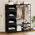 thumbnail image 1 of Dovied Portable Closet, Large Capacity Wardrobe Closet, Clothes Organizer with Shelves 4 Storage Baskets and 2 Hanging Rods, Black, 1 of 8