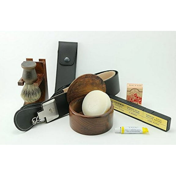 Dovo Straight Razor with Wood Shave Set and accessories