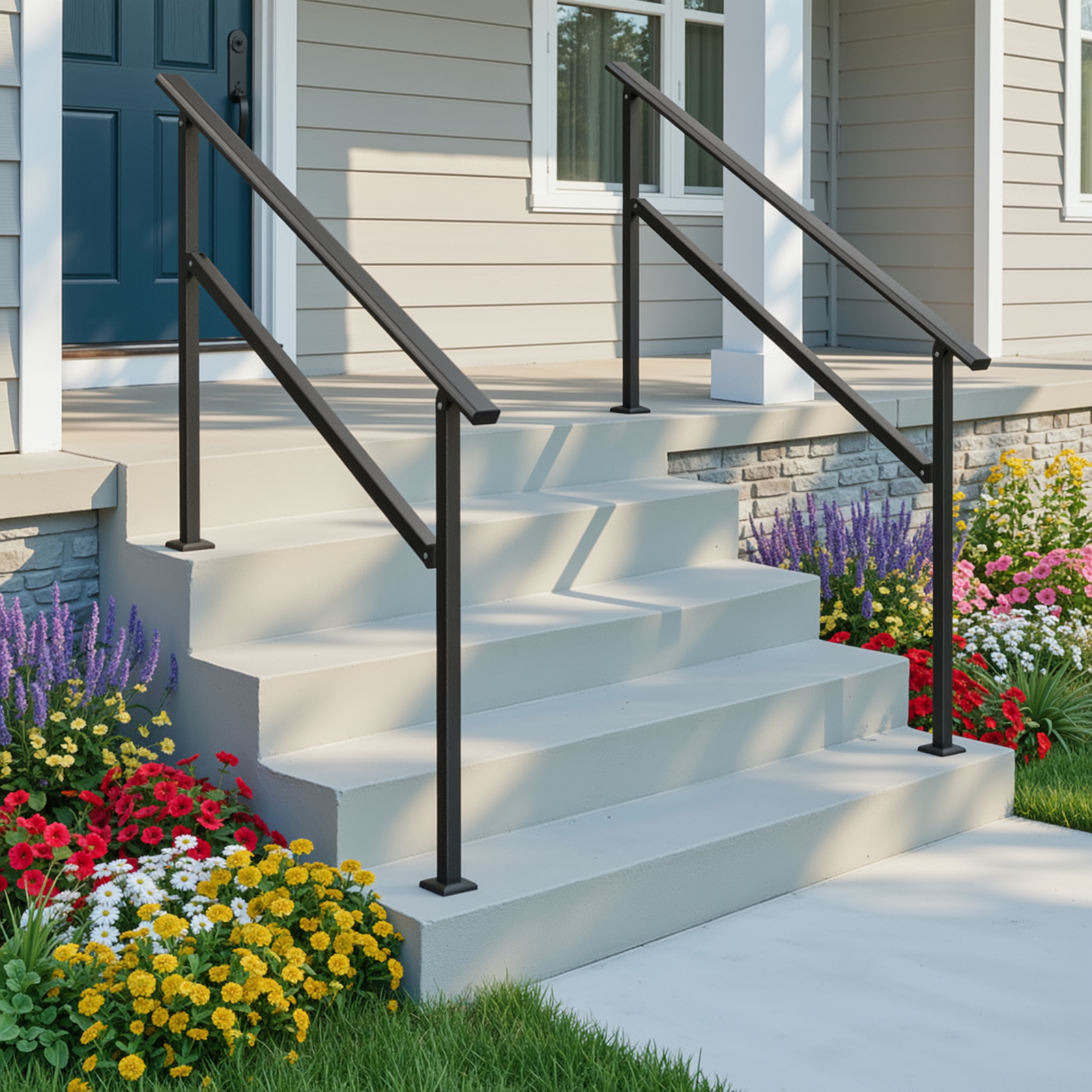 Dovov 2-Pack Handrail for Outdoor Steps, 4-5 Steps Outdoor Stair