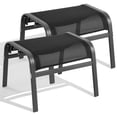 thumbnail image 1 of Dovov 2-Piece Outdoor Patio Ottoman Set, Stackable Metal Textilene Foot Rest Stools, Portable Patio Footstools for Recliners, Patio Chairs, Lounge Chairs & Garden, Poolside, Porch, Balcony, Black, 1 of 11